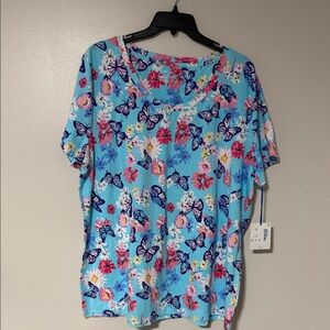 Blue Floral Butterfly Women's Tee